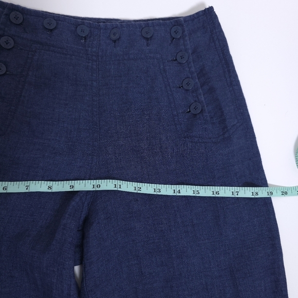 Willi Smith 100% Linen Sailor Button Front Nautical Pants Size 4 - Picture 5 of 7